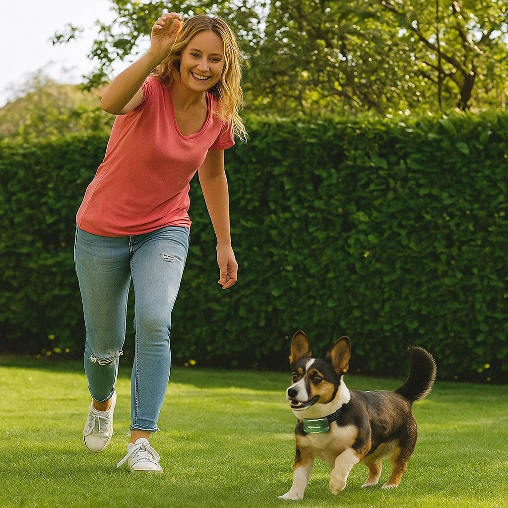 Collier de dressage pour chien - anti aboiement Dress'Woufâą Hitech-en action