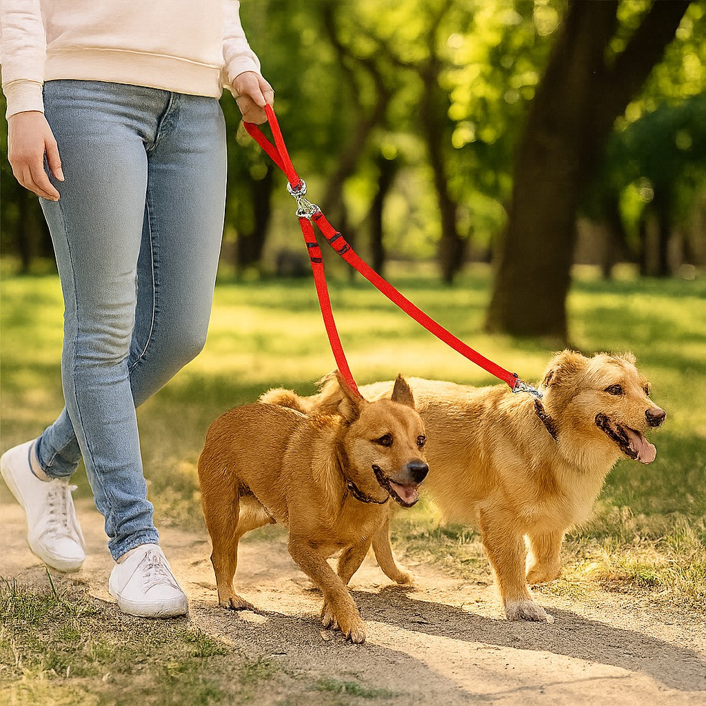 Laisse double pour chien MARCHE ou assis EN Tandem