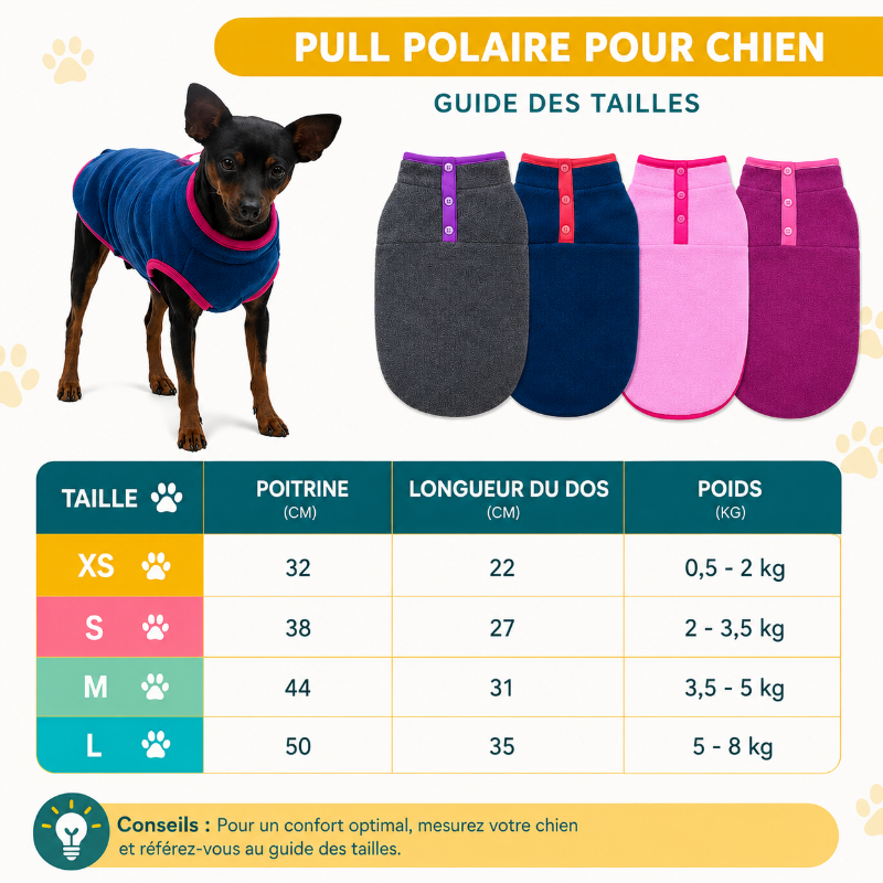Manteau pour Chien • JappyPolar+™ : guide des tailles