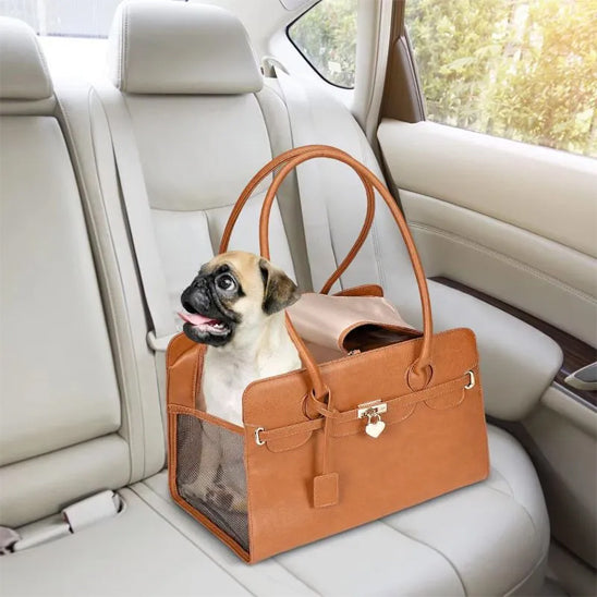Stylisé, pratique, le Sac de transport pour chien Signature Toutou⹠en auto