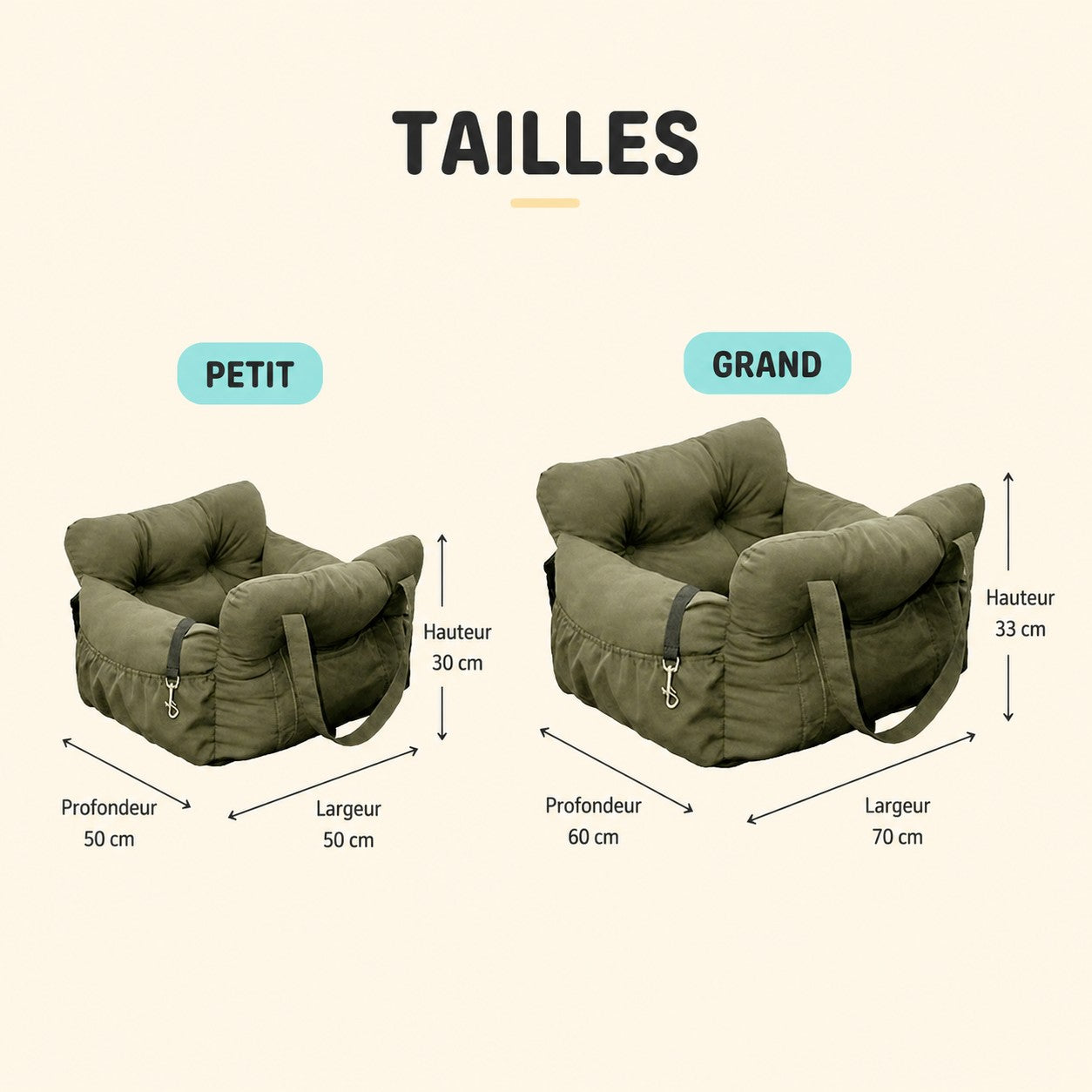 Siege auto pour chien | JappyDouillet™ Tout en Un :talle
