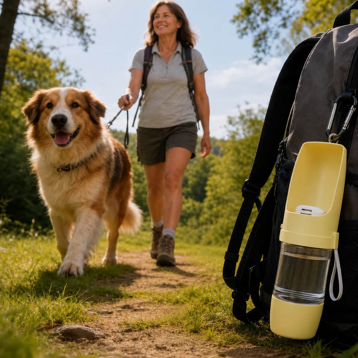 Gourde pour ChienâąJappyOasisâą Sur un sac Ă dos