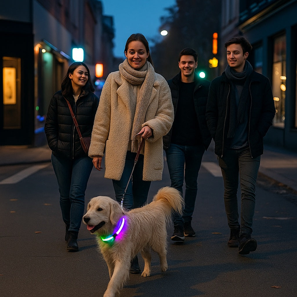 Collier lumineux pour chien, choix écologique, responsable,  bien visible