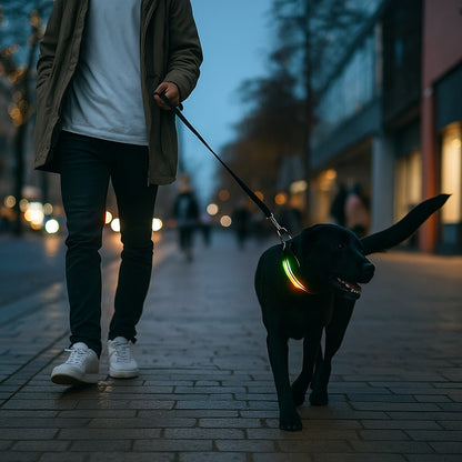 Collier lumineux pour chien, choix écologique, responsable,  bien visible