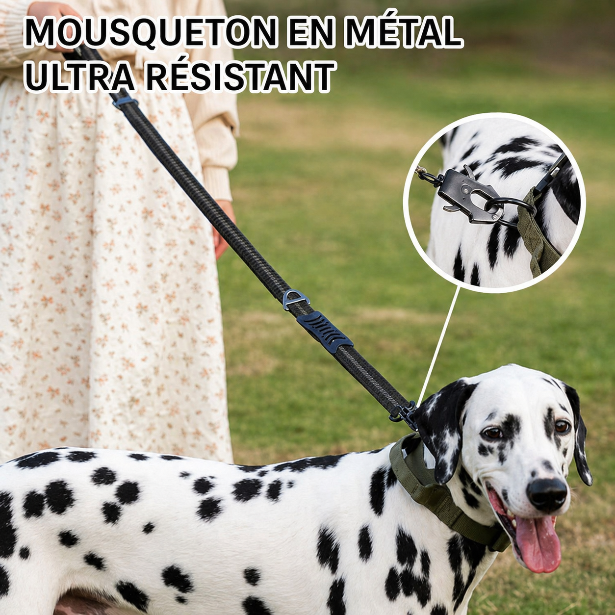 Ceinture de sécurité pour chien | JappySécureBalade™ : Mousqueton résistant