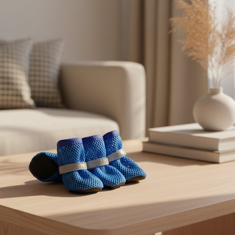 Chaussures chien • Urbaine JappyCity™ Bleu sur table 