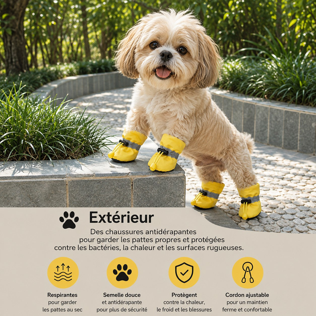 Chaussures chien  • XS PawFlex™ Jaune dans l'allé