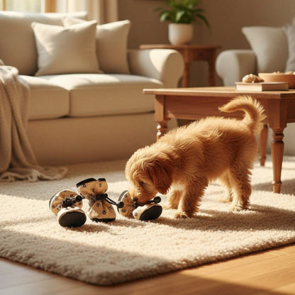 Chaussures pour Chien •Jappy-Confort Urban: petit chien dans salon 