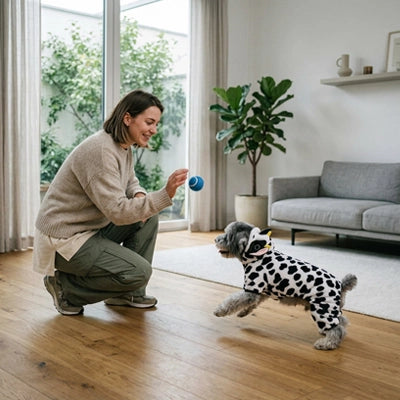 Déguisement Chien Halloween : joue avant de sortir dans le salon