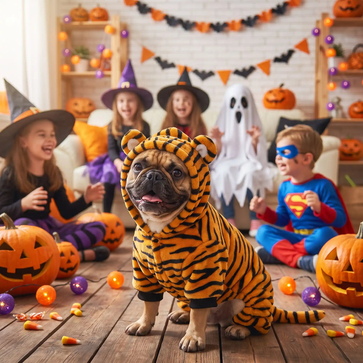Déguisement Chien halloween | Tigre - Porcelet à une fête d'enfant à l'halloween