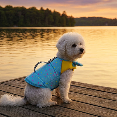 Gilet de sauvetage Chien • NageToutou™ : bleu bord de lac
