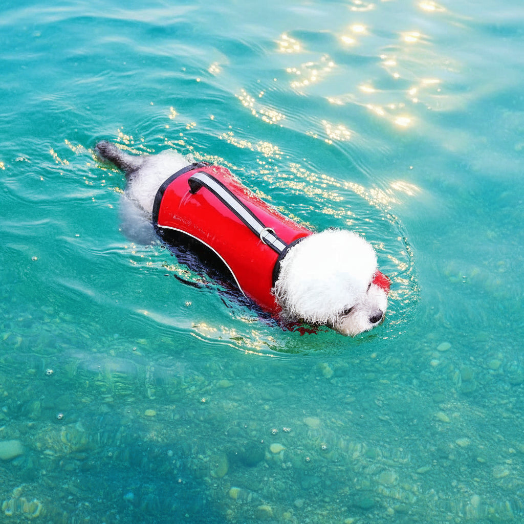 Gilet de sauvetage Chien • NageToutou™ : nage dans un lac