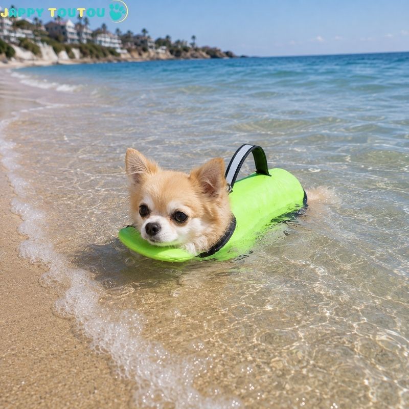 Gilet de sauvetage Chien • NageToutou™ : Vert, bord de l'eau