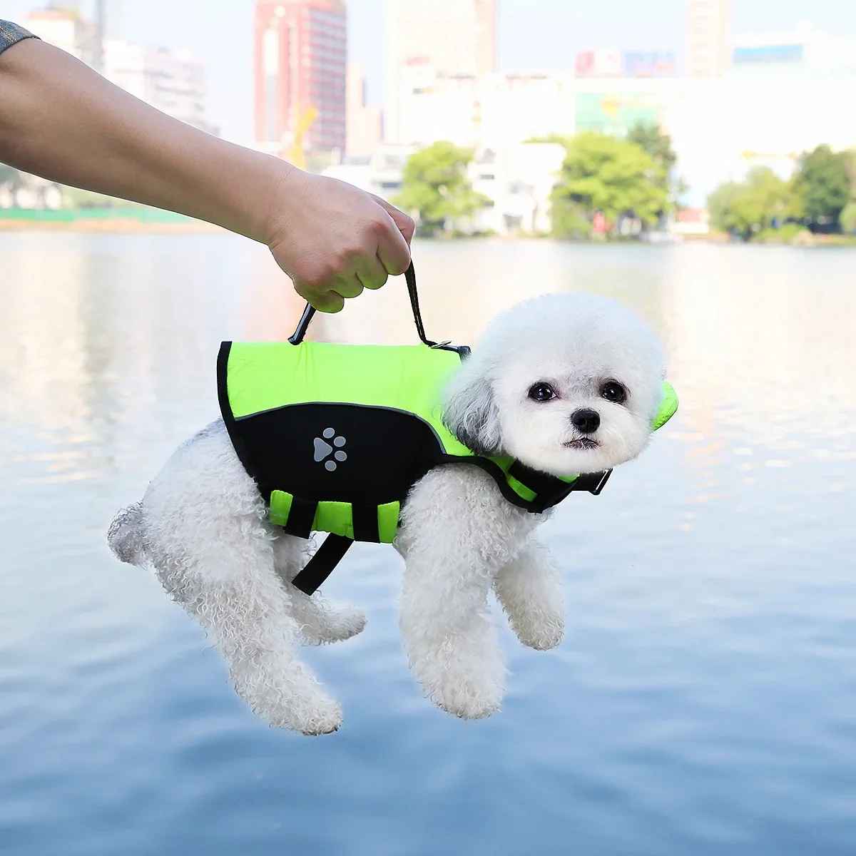 Gilet de sauvetage Chien • NageToutou™ : poigné dans le dos