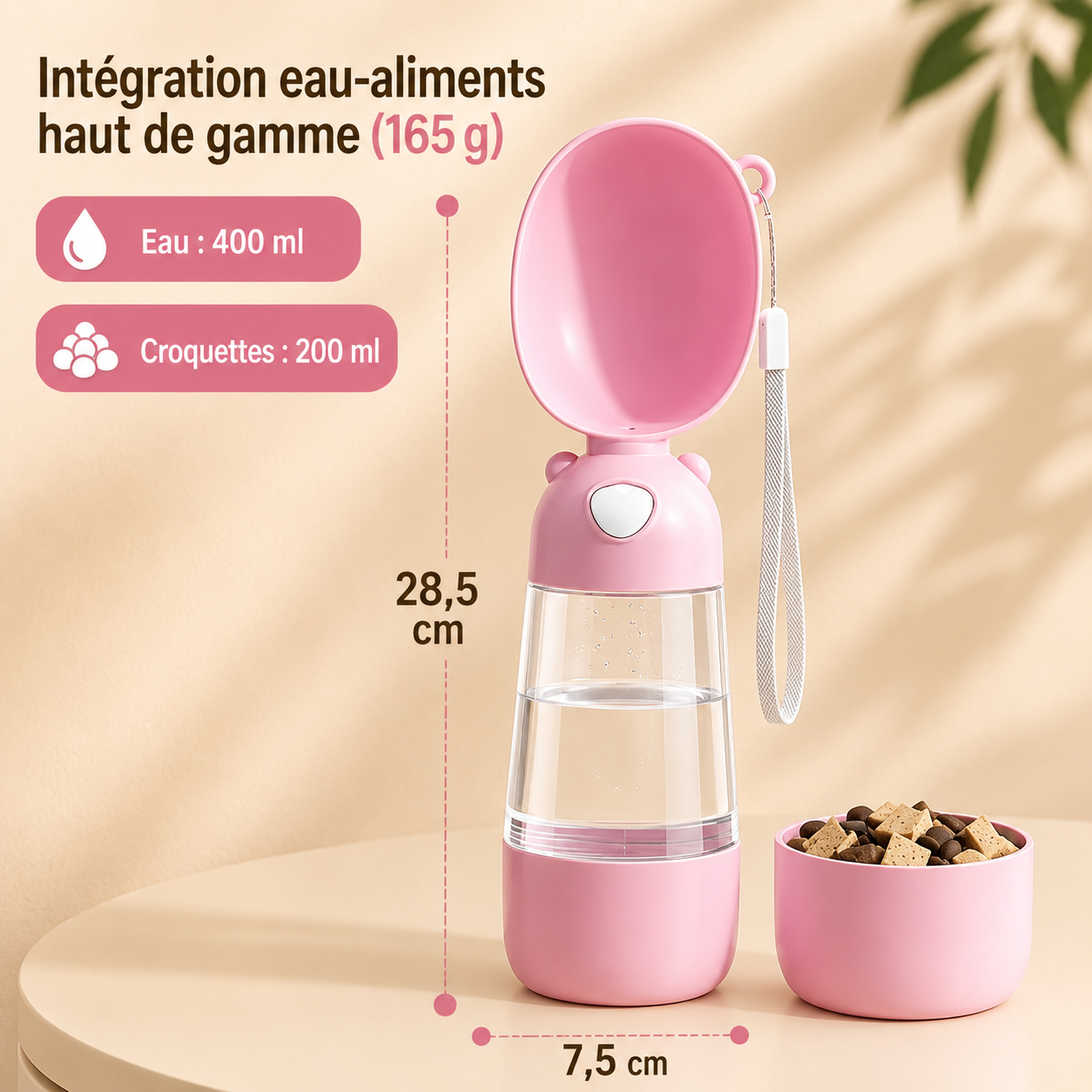 Gourde pour chien • JappyGourde™: Rose + croquette