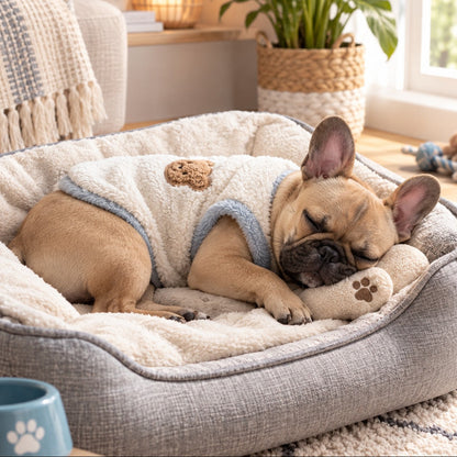 Pull pour Chien | Jappy CosyBearBleu™ : Tissu polaire moelleux