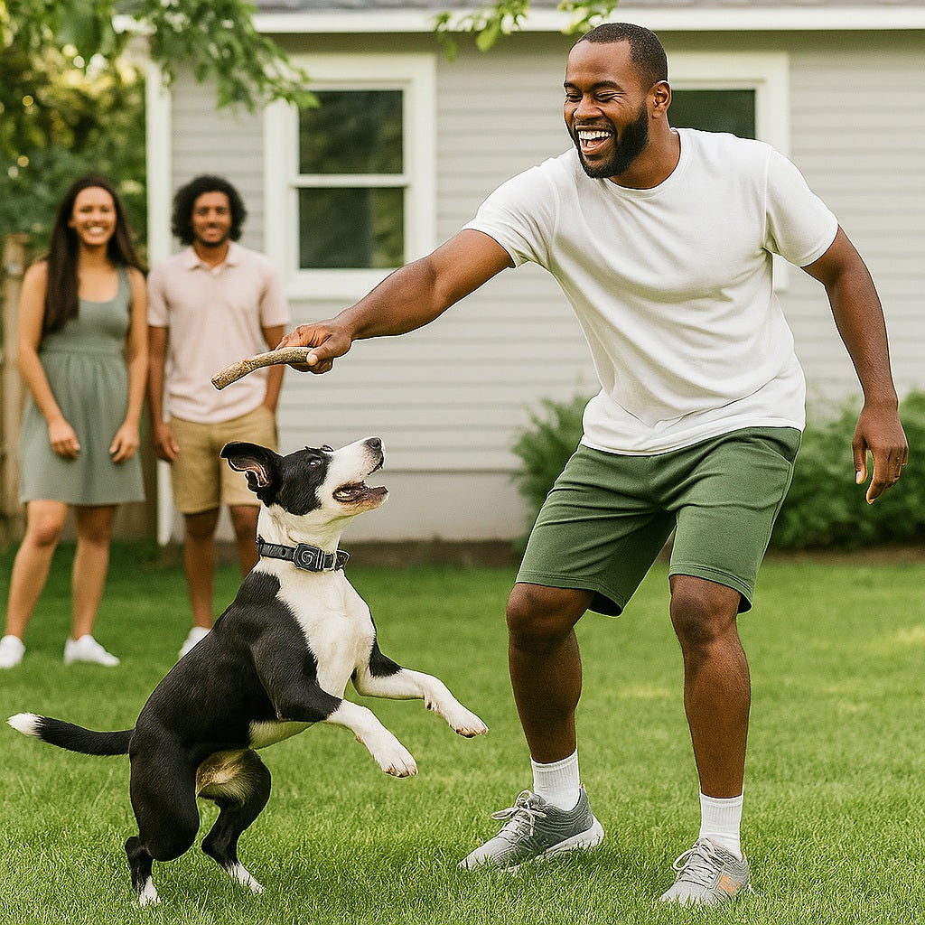 Collier anti-aboiement petit chien en douceur avec les amis.
Un apprentissage respectueux pour votre compagnon.