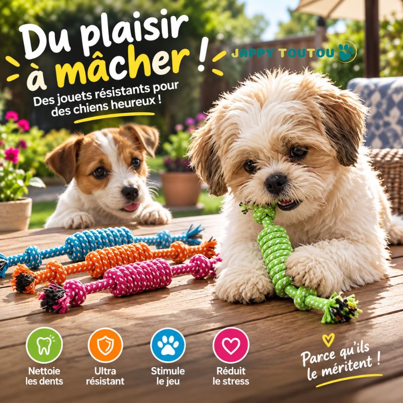 Jouet pour chien​• Jappy Croc’2nœud™ : Assortiment de couleurs vives