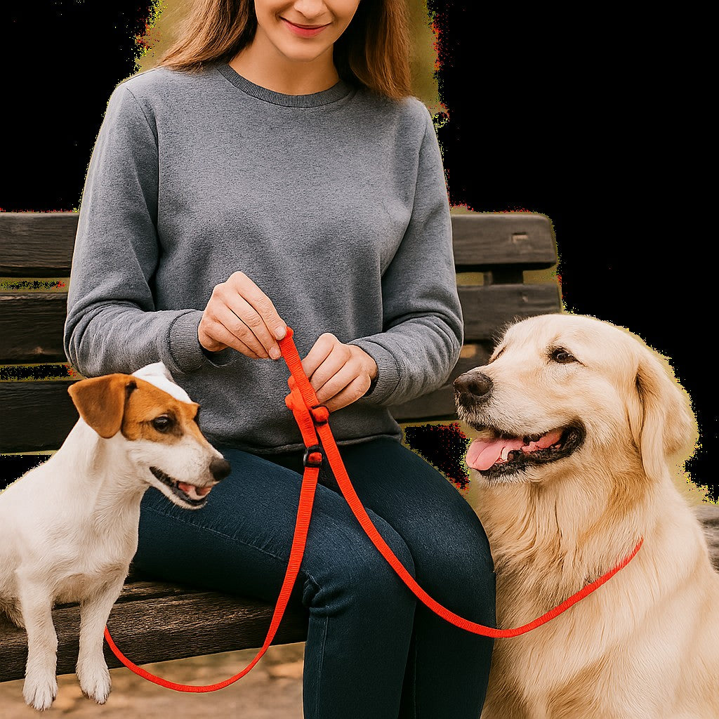 Laisse double pour chien MARCHE ou assis EN Tandem 