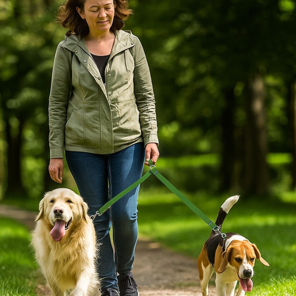 Laisse double pour chien couleur grandeur confort_ 