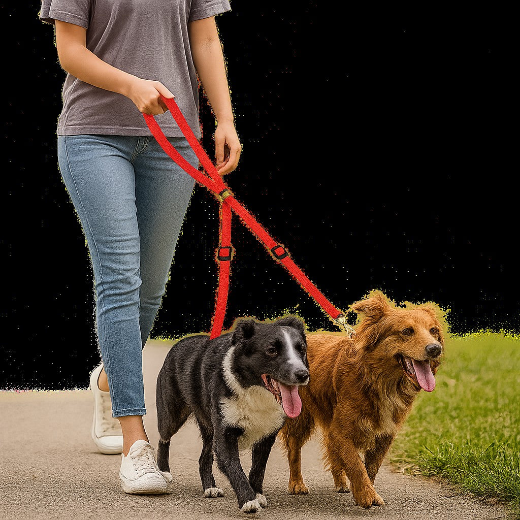 Laisse double pour chien MARCHE ou assis EN Tandem 