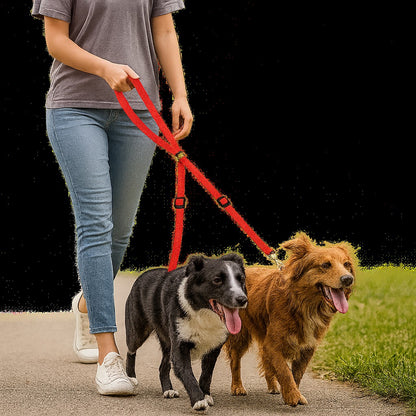 Laisse double pour chien MARCHE ou assis EN Tandem 
