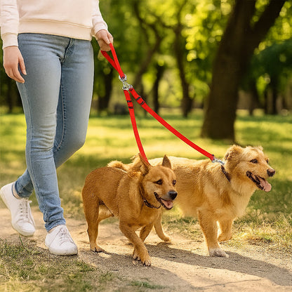 Laisse double pour chien MARCHE ou assis EN Tandem 