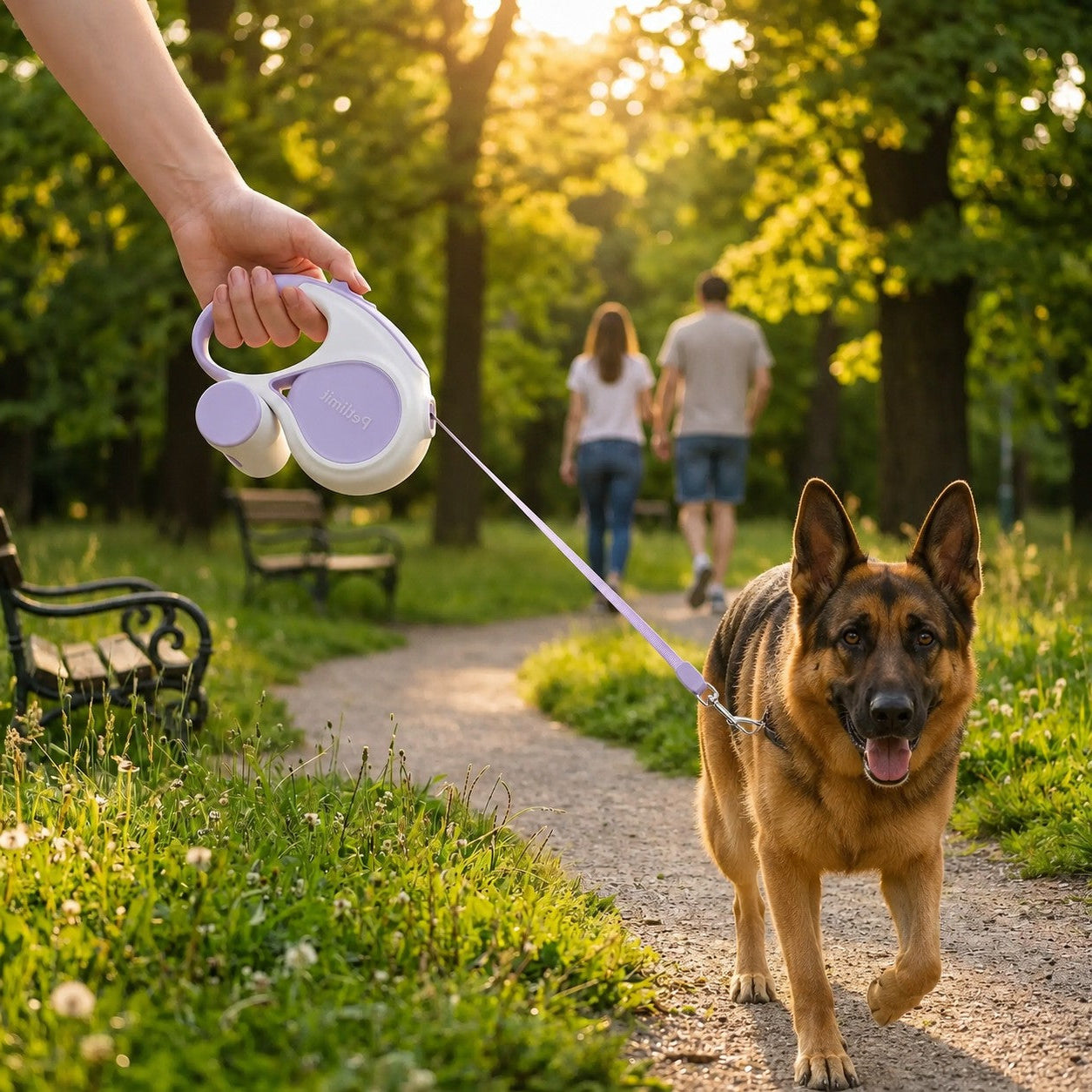 Laisse chien enrouleur • Laisse JappyHorizon™ : Système de verrouillage à un bouton