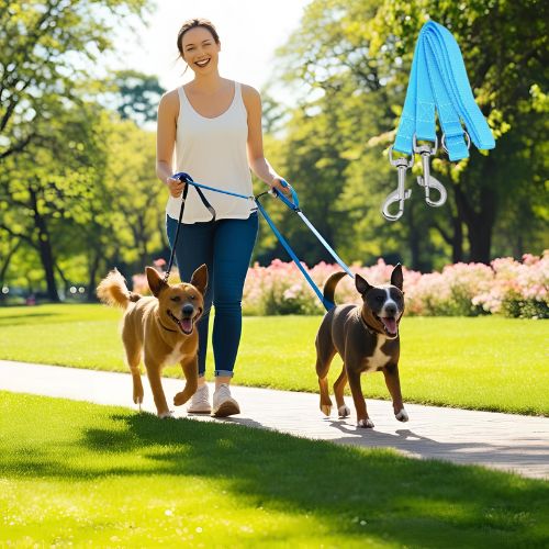 marche_Laisse_double_pour_chien_bleu