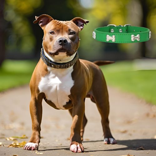 Collier en cuir pour chien Vif Doux™, L'élégante décoration en forme d'os toute race toute grandeur
