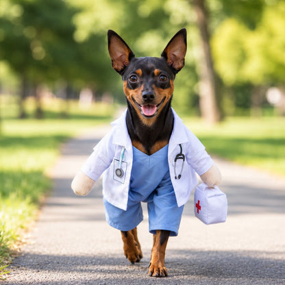 Déguisement Chien : infirmier marche dans le parc