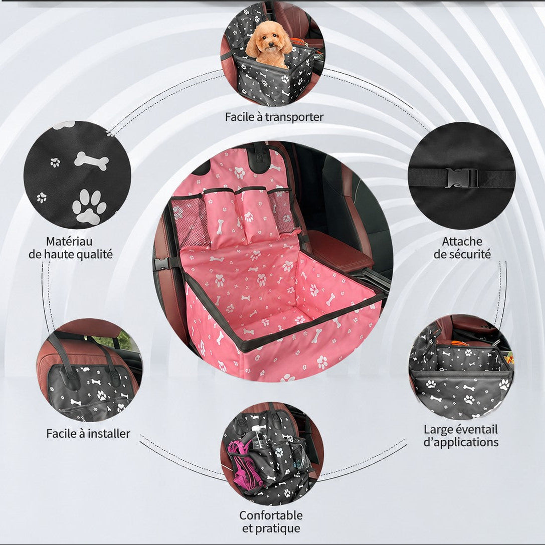 Siege auto chien•JappySiègeRose™: Bord de sécurité renforcé