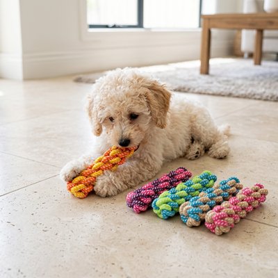 Jouet pour chien​• Jappy Croc’2nœud™ :  Corde en coton tressé multicolore