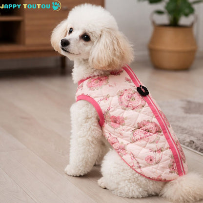 Manteau Chien | ImperHiverConfort™: Rose Fleuri