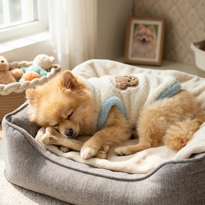 Pull pour Chien | Jappy CosyBearBleu™ : Tissu polaire moelleux