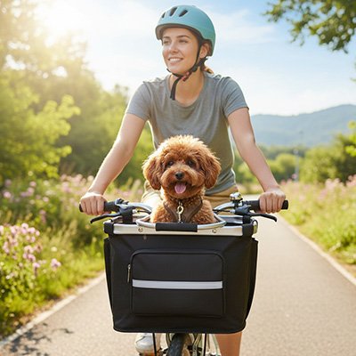 Vélo panier Chien • JappyNomade Luxe™ : Fixation universelle sur guidon